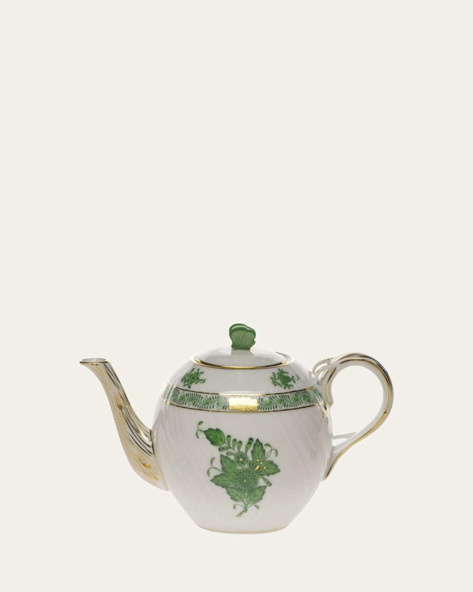Chinese Bouquet Green Teapot with Butterfly